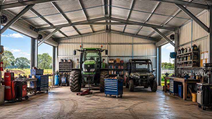 Farm Machinery Shed application showing structural steel use in the relevant project.
