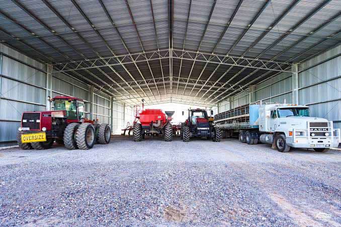 Farm Machinery Shed steel structure showing the overall building or component configuration.