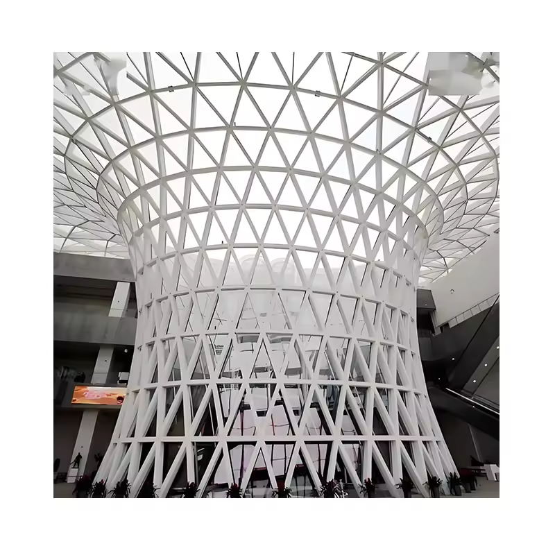Space Frame Structure main steel components and structural connection details.