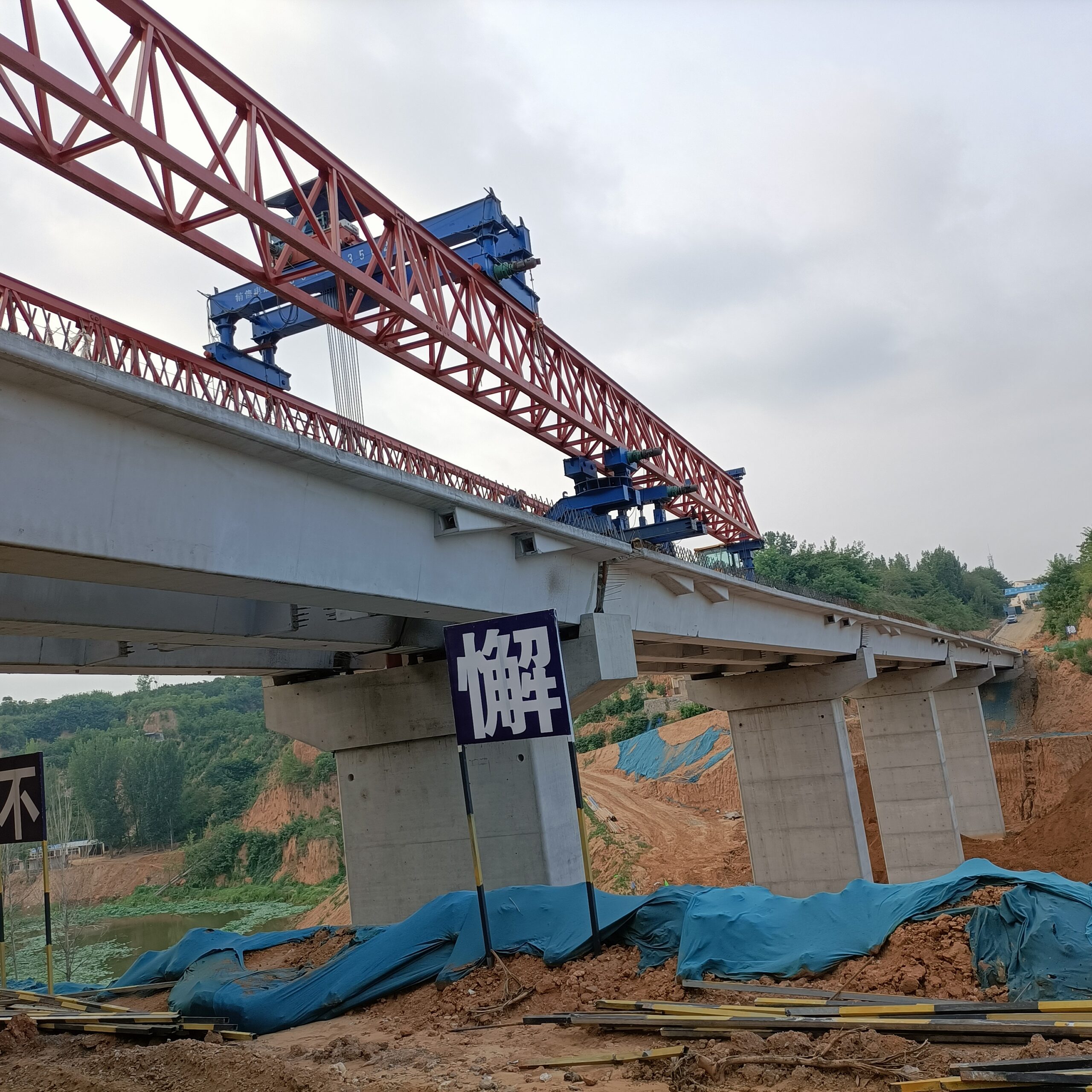 Steel truss or girder installation at the recovery site
