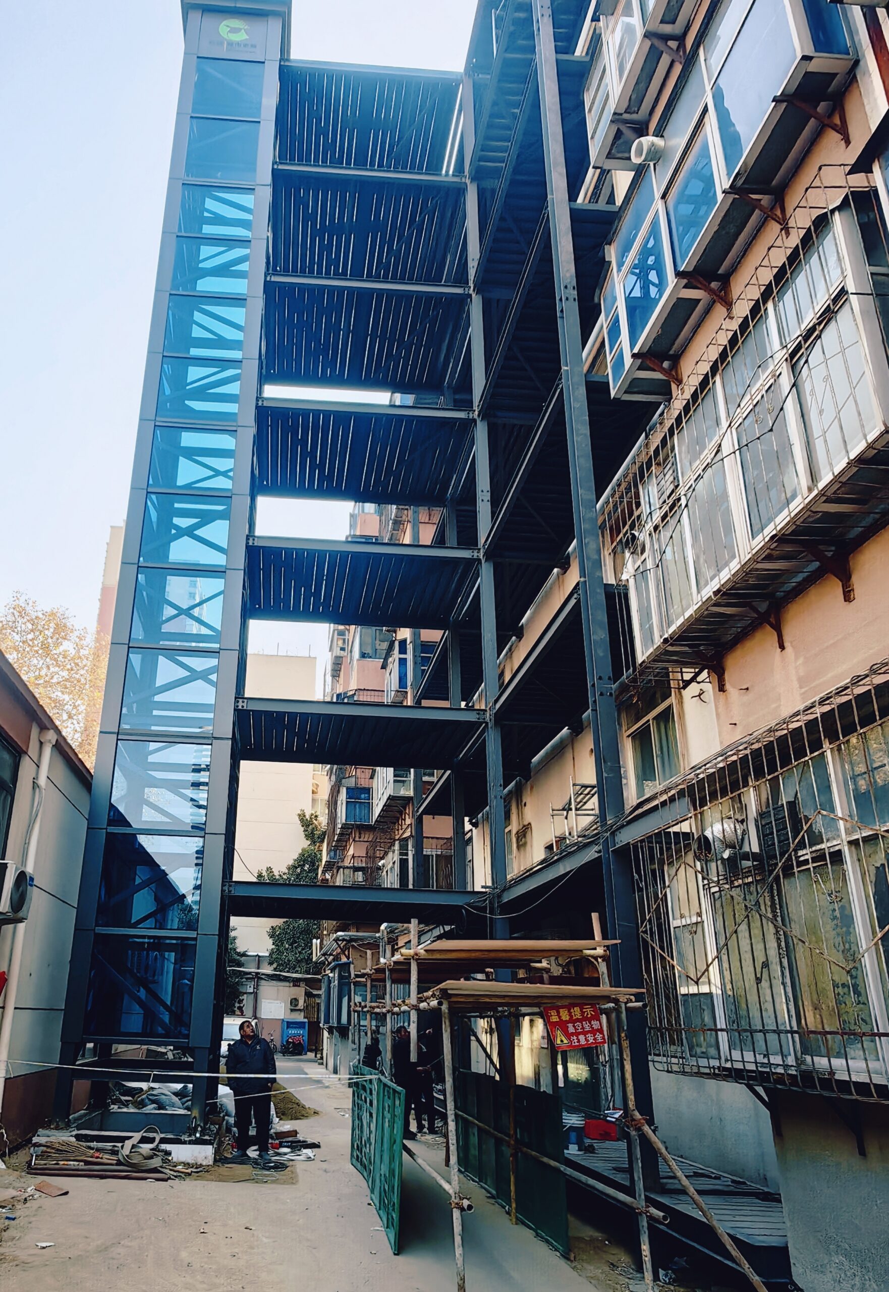 Industrial Workshop Glass-Enclosed Elevator Installation