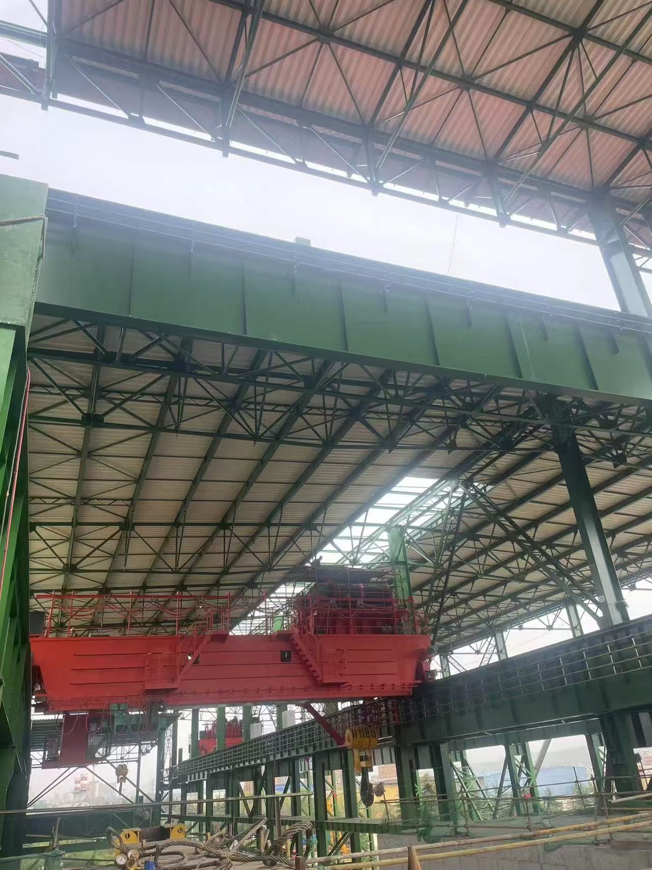 Large steel members prepared for the industrial workshop